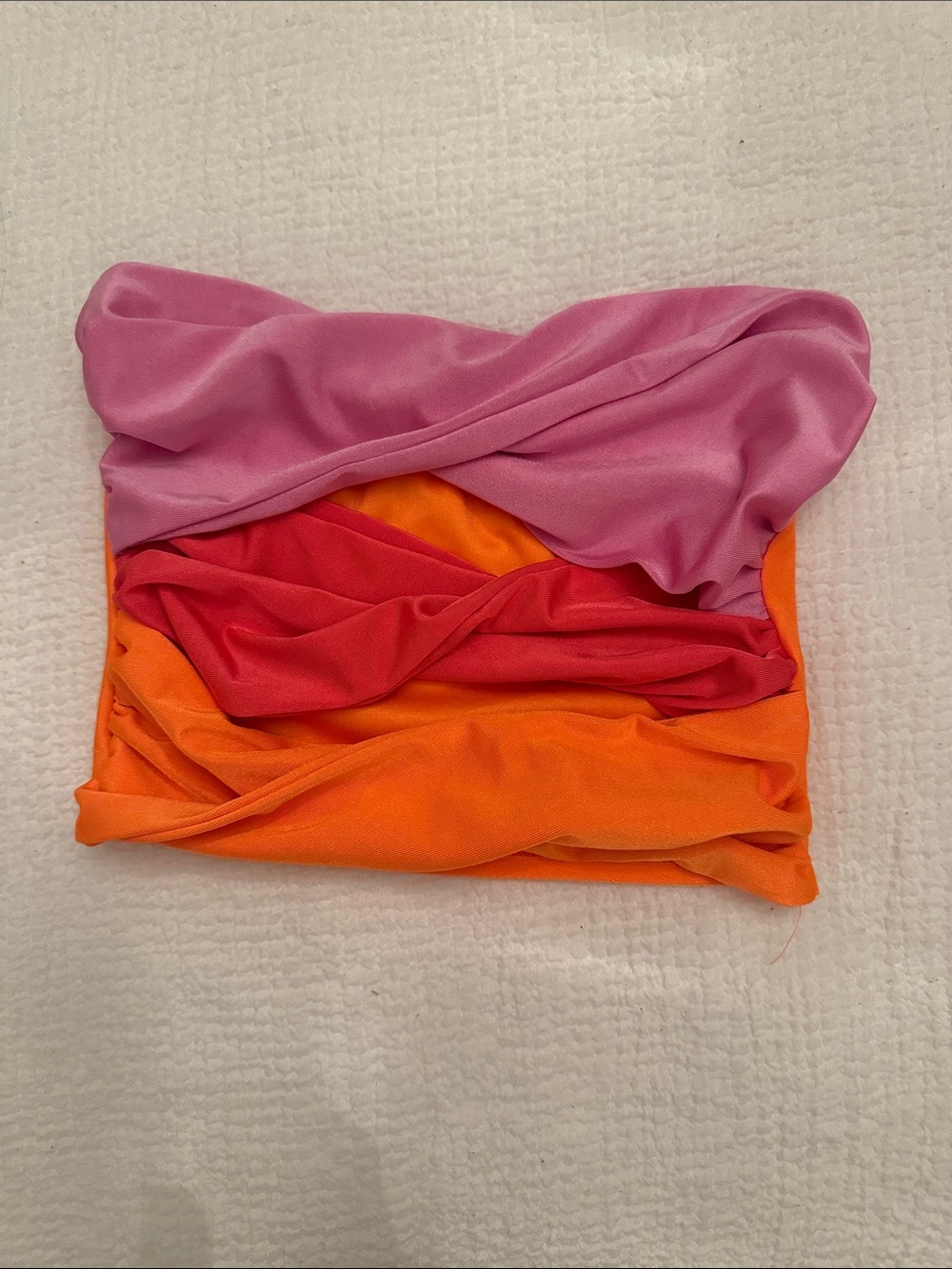 Colorblock Strapless Tube Top - Light Pink, Hot Pink, Orange
